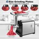 Electric Meat Grinder, [3200W Max] Meat Grinder Heavy Duty for Home Use, Sausage Stuffer with 2 Blades, 4 Grinding Plates, 3 Sausage Tubes, Kibbe Kit, Stainless Steel (Black)