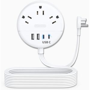 Flat Extension Cord 15 ft, NTONPOWER Flat Plug Power Strip with 3 Outlets 4 USB Ports(2 USB C), Ultra Thin Extension Cord Under Carpet, Mountable, Outlet Extender Long Cord for Indoor Home Office Room
