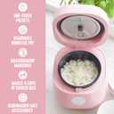 GreenLife Digital Rice Cooker, 2-Cups Uncooked/4-Cups Cooked, Removable Nonstick Ceramic PFAS-Free Pot, One-Touch Presets, Oats, Quinoa, Brown Rice, Auto Keep Warm, Fuzzy Logic Tech, 1.5QT, Pink