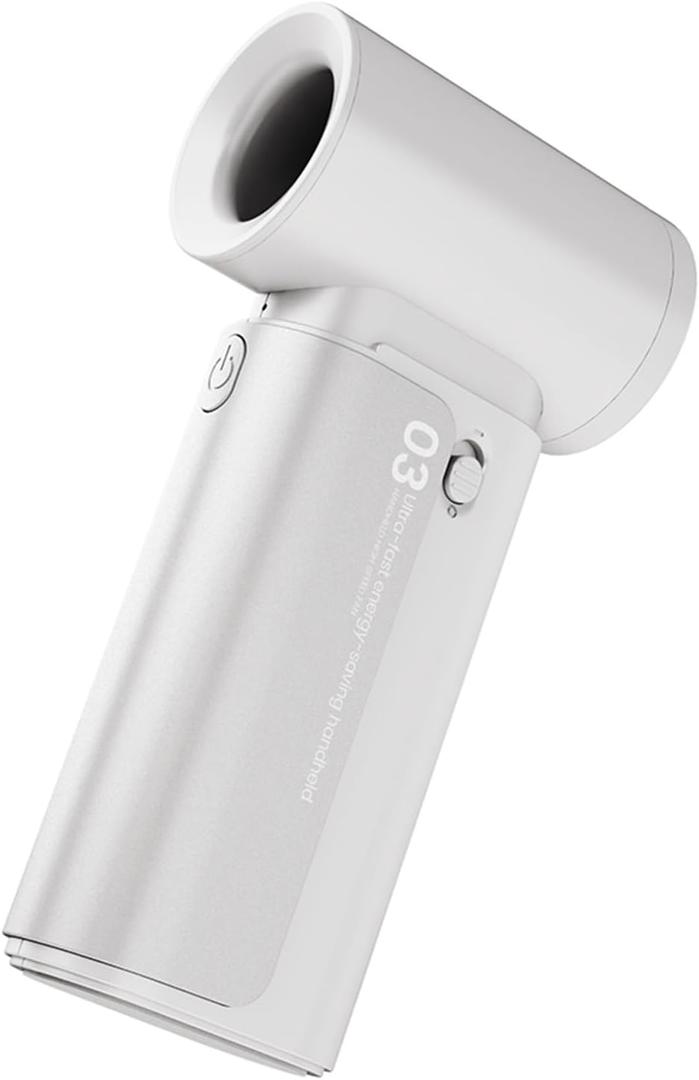 Turbo Handheld Fan 4000mAh, 12H Max Cooling 3-Speed Portable Mini Fan, Type-C Rechargeable Personal Pocket for Travel Outdoor Camping Fishing Home Office (White)