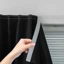 Thermal Blackout Curtains with Self-Adhesive Tape, No Rod No Drill Easy Install Window Cover for Bedroom Kitchen Dorm, 71" W x 59" L, Black, 1 Panel