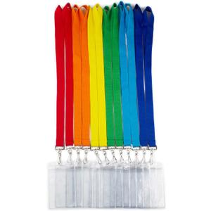 12 Pack Cruise Lanyard with Waterproof ID Card Holder, Colorful Solid Color Durable Lanyard with Badge ID Holder for Badge Card and Carnival Sail (Assorted Rainbow 6 Colors, 12 Pack)