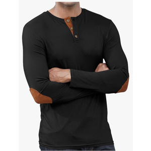 Lexiart Men's Fashion Henley Shirts 3 Button Long Sleeve T-Shirt Slim Fit V-Neck Tee, L