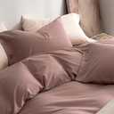JELLYMONI 100% Washed Cotton Standard Pillowcases Set, 2 Pack Linen-Like Texture Breathable Pillow Covers with Button Closure,Darker Rose Standard 20"×26"(Pillows are not Included)