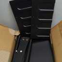 LAATOOREE Nightstand Set of 2, Mid- Century Small Side End Table with Arced Door, Bedside Tables with Solid Wood Legs for Bedroom, Living Room (Black)