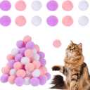 60pcs Cat Pom Poms Toy Balls 1 Inch Fuzzy Balls for Cats Soft Kitten Pompom Toys Interactive Assorted Fuzzy Toy Balls for Indoor Kitten Playing Exercising Cat Pom Pom Ball fuzzy balls for cats