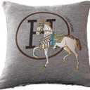 18x18'' inches Throw Pillow Cushion Covers Set Pack of 2 Pcs - Luxury Horse Embroidery Modern Style Couch Sofa Pillow Cover for Living Room Bedroom (Grey)