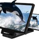 Screen Phone Magnifier, Screen Magnifier for Cell Phone, 3D HD Foldable Design Screen Magnifier Version for Movies, Videos and Gaming, Portable with All Smartphones (Black, 10Inch)