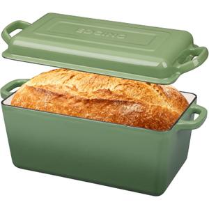 Enameled Cast Iron Dutch Oven, Oblong Bread Oven for Sourdough Bread Baking, Baking Pan, Dual Handles, Oven Safe, 4 Quart, Pistachio Green