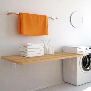Laundry Folding Table, 32'' x 16'' Wooden Wall Mount Desk, Laundry Table for Folding Clothes, Oak Color, 32'' Length