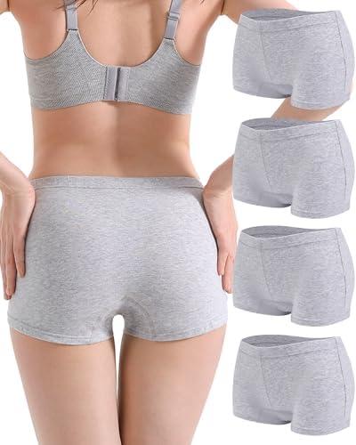 Anyball Women's Boyshorts Underwear Cotton, Full Coverage Panties, Womens Boyshort Boxer Briefs Breathable for Women 4 Pack, L