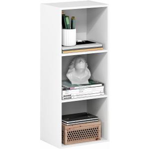 Furinno PASIR Book Shelf, 3-Cube Bookcase, Standing Bookshelf, Open Storage Shelf, Closed Back, Easy Assembly, 9.3 x 12 x 31.5 Inches, for Home Office, Living Room, Plain White