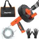 33FT Drain Snake Auger with Auto-Feed Manual/Powered, Drain Clog Remover Tool for Sink, Toilet, Shower & Tub, Professional Plumbing Snake, Gloves & Storage Drum, Easy Clear Hair Clogs