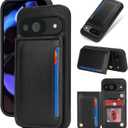 iCoverCase Compatible with Google Pixel 9/9 Pro Case with Card Holder, Wallet Phone Case for Women Men [RFID Blocking] PU Leather Protective Wallet Case for Pixel 9/9 Pro (Black)