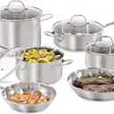 Guy Fieri's Flavortown 10-Piece Stainless Steel Cookware Set - Includes Frying Pans, Saucepans, Saute Pan and Stock Pot - Non-Toxic, Oven-Safe up to 500F