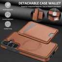 casesszoone for Samsung Galaxy S25 Plus S24 Plus Wallet Case with Kickstand Detachable Card Holder, for MagSafe Magnetic Wireless Charging, PU Leather Flip Slim Cover for Men Women S25+/S24+, Red