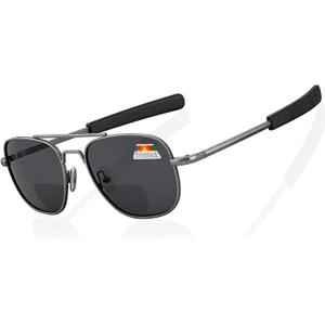 LianSan Polarized Bifocal Sunglasses Men Women, Aviator Metal Sun Readers UV400 Anti-Glare Driving Fishing Golf, Magnification Strength: 1.0 x
