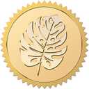 CRASPIRE 2" 100Pcs Monstera Pattern Gold Seal Stickers Self Adhesive Golden Envelopes Sticker Round Embossed Certicate Seals Label Serrated Edge for Invitation Awards Wedding Birthday Greeting Card