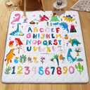 Baby Play Mat - Thicken 71x59 Inch Soft Foam Crawling Mat for Playpen & Floor, Non-Slip Waterproof Playmats for Infants & Toddlers, Portable Foldable & Machine Washable, Dinosaur & Letters
