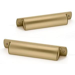 khtumeware 4 Pack Drawer Pulls Champagne Bronze Cabinet Cup Pulls Kitchen Hardware Cabinet Handles Drawer Handles Knobs 3 inch Hole Center