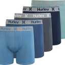 Hurley mens 5 Pack Stretch Boxer Briefs, Large
