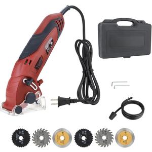 Corded Mini Circular Saw, 400W 110V 3400RPM Multifunction Handheld with 6 Blades Max Cutting Depth Inch, Compact Small Circular Saw for Wood Drywall Tile PVC Pipe Soft Metal