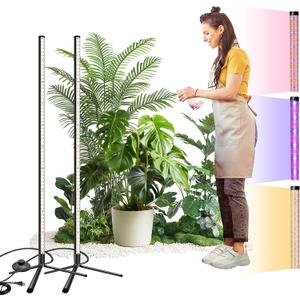 2PCS T8 Standing Grow Light, 42W Full Spectrum LED Grow Light for Indoor Plants, Plant Lamp with 243 LEDs, Wide Illumination Area, 4FT Height with On/Off Switch and Tripod Floor Stand