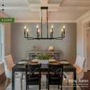 8-Light Black Chandelier Rectangular Dining Room Chandelier Over Table Metal Candle Chandelier Light Fixture Retro Black Island Lighting 37in