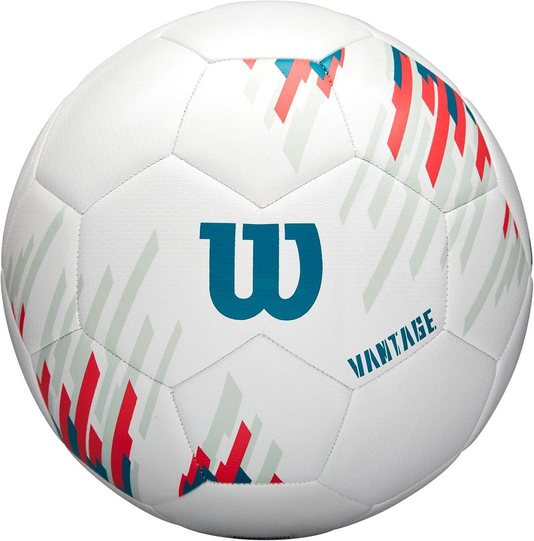 WILSON NCAA Vantage Soccer Balls - Size 3, Size 4 and Size 5 (White/Teal)