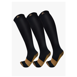 FuelMeFoot 3 Pack Copper Compression Socks - Compression Socks Women & Men Circulation - Best for Medical,Running,Athletic, Size S/M