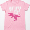 in October We Wear Pink Breast Cancer Awareness Kids T-Shirt, Pink, Size XS Youth