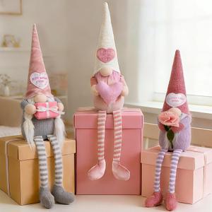 Unanscre Mothers Day Gnomes Plush Decorations - 3PCS Long Dangle Leg Spring Gnomes Best Ever Gifts for Women Mom Mama Mommy, Handmade Dolls for Mothers Day Home Table Ornament, Tiered Tray Decor