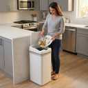 iTouchless 13 Gallon Motion Sensor Garbage Container with Odor Filter, 50L Touchless Stainless Steel Kitchen Bin, Smart Automatic Lid, Fingerprint-Proof, Pet-Safe Lock & Soft-Close, Brilliant White