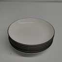 Dicunoy 6 Pack Pasta Plates, 8" Porcelain Salad Bowls, Shallow White Dinner Soup Serving Plate, Spaghetti Dishes with Black Rim for Cereal, Dessert, Snack, Microwave & Dishwasher Safe