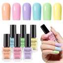 GELLEN Pastel Nail Polish, Quick Air Dry Non-gel Regular Nail Polish No Light Needed for Finger Toe & Fake Nails | 6-color Spring Summer Macaron, Apply 2 Thin Coats | Toxin TPO HEMA Free, No Chip