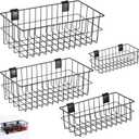 Hicarer 4 Packs Black Slatwall Baskets Sets Mounted Slatwall Accessories Ventilated Metal Hanging Baskets for Rooms Shops Storage Organizing Display on The Wall
