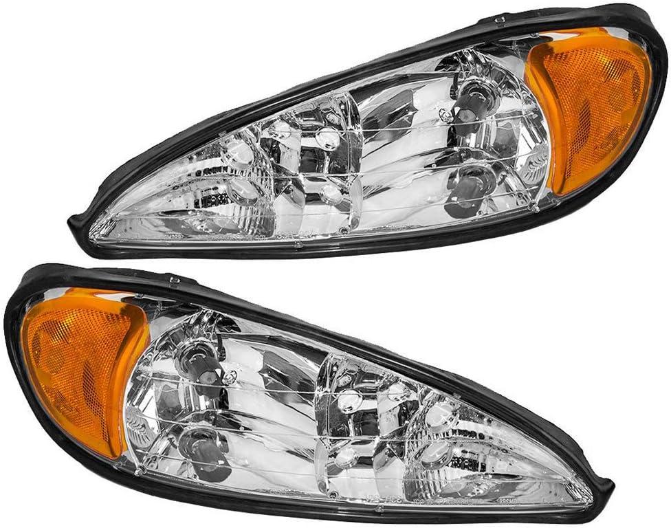 EPIC LIGHTING OE Style Replacement Headlights Assemblies Compatible with 1999-2004 Pontiac Grand Am [ GM2502196 GM2503196 22672207 22672208 ] Left Driver Only, 1 Pack