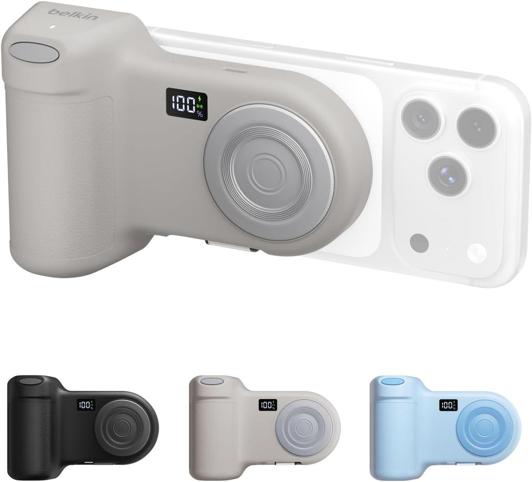 Belkin Stage PowerGrip Magnetic Wireless Charging Camera Grip, Sand