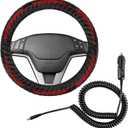 Zento Heated Steering Wheel Cover Upgraded Heated Auto Hand Warmer Steering Wheel Cover for Winter - Comfortable Premium Quality Universal Fit 11-12 inches - 12V Plug-in Hand Warmer