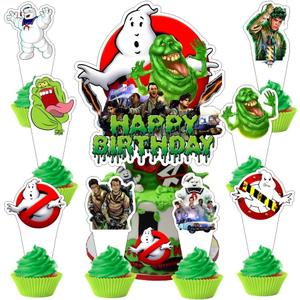 2 x 25pcs Ghost Cake Decorations with 1pcs Cake Topper, 24pcs Cupcake Toppers for Ghost Birthday Party Supplies