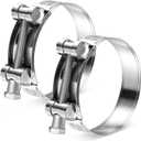 AKIHISA T-Bolt Hose Clamp,68-73mm OD Range 304 Stainless Steel Pipe Strap Clamp, Adjustable Heavy Duty Tube Clamp (2Pack, 2.68" to 2.87")