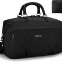 Travel Duffel Bag for Spirit Frontier Airlines Personal Item Bag 18x14x8 with Shoe Compartment Tote Carry on Luggage Expandable 20-35L Weekender Overnight for Women (Black)