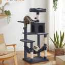 Feandrea Cat Tree, 55.1-Inch Cat Tower, Plush Multi-Level Condo with 4 Scratching Posts, 2 Perches, Hammock, Cave, Smoky Gray UPCT161G01