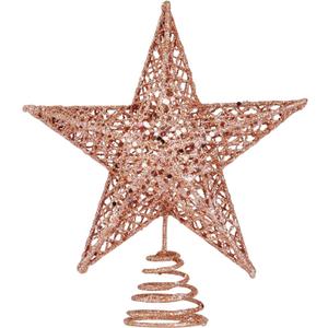 BinaryABC Christmas Tree Topper Star,Glittering Christmas Tree Decoration Ornaments,20cm (Rose Gold)