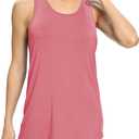 Bestisun Workout Yoga Athletic Shirts Racerback Long Tank Tops Loose fit for Women (Pink, L)
