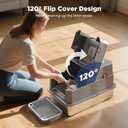 FURTIME Stainless Steel Litter Box with Lid, Large Enclosed Cat Litter Box for Big Cats, Metal Cat Box with High Sided Enclosure & Scoop, Front & Top Entry, Odor Free, Anti-Leakage, Grey X-large