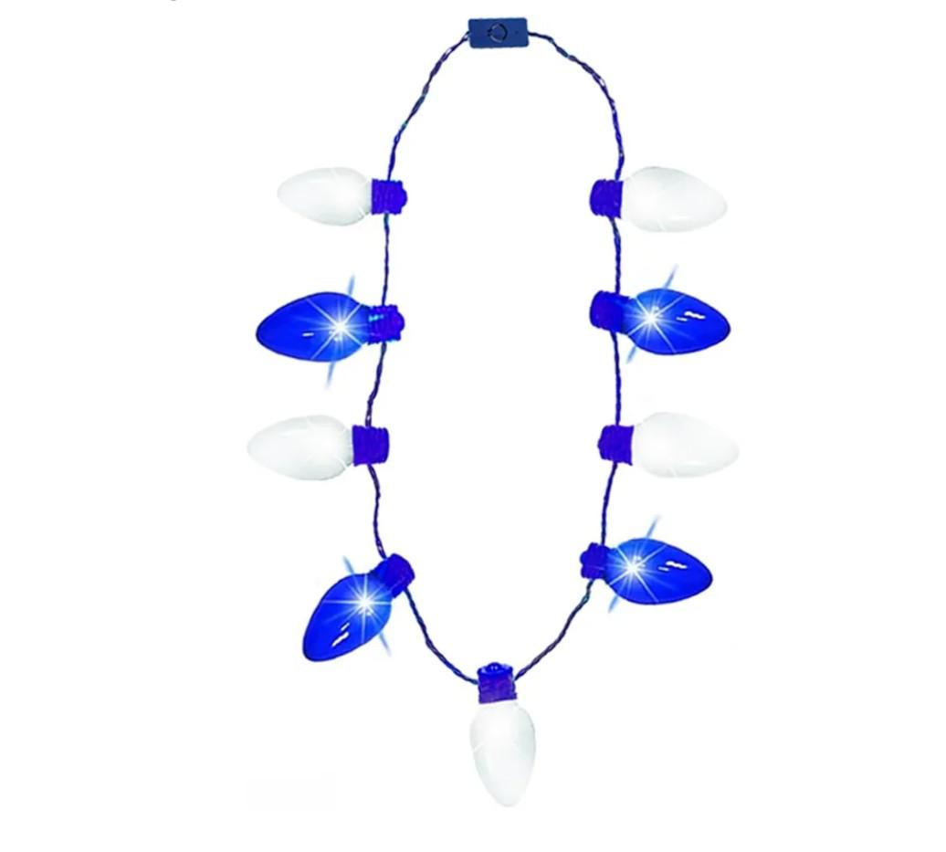 The Dreidel Company Hanukkah Bulb Necklace Light-Up Colorful Necklace, Costume Accessory, Party Favor, 25" (Single) 2 Pack