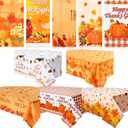 Remerry 20 Pcs Fall Leaf Tablecloths Plastic Table Cover Thanksgiving Table Cover Rectangular 54 x 108 Inch Turkey Pumpkin Leaf Tablecloths Autumn for Harvest Festival Party