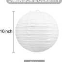 BEISHIDA 10-Inch White Paper Lanterns Decorative Chinese/Japanese Hanging Round Paper Lanterns Lamp for Birthday, Wedding, Christmas, Bridal, Home Decor, Party Decoration (6 Packs)