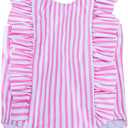 RAISEVERN Baby Girls Swimsuit Ruffles Bathing Suits Cute Beach Sport Swimming Backless Summer One Piece Swimwear 2-7 Years (02 Striped Pink)